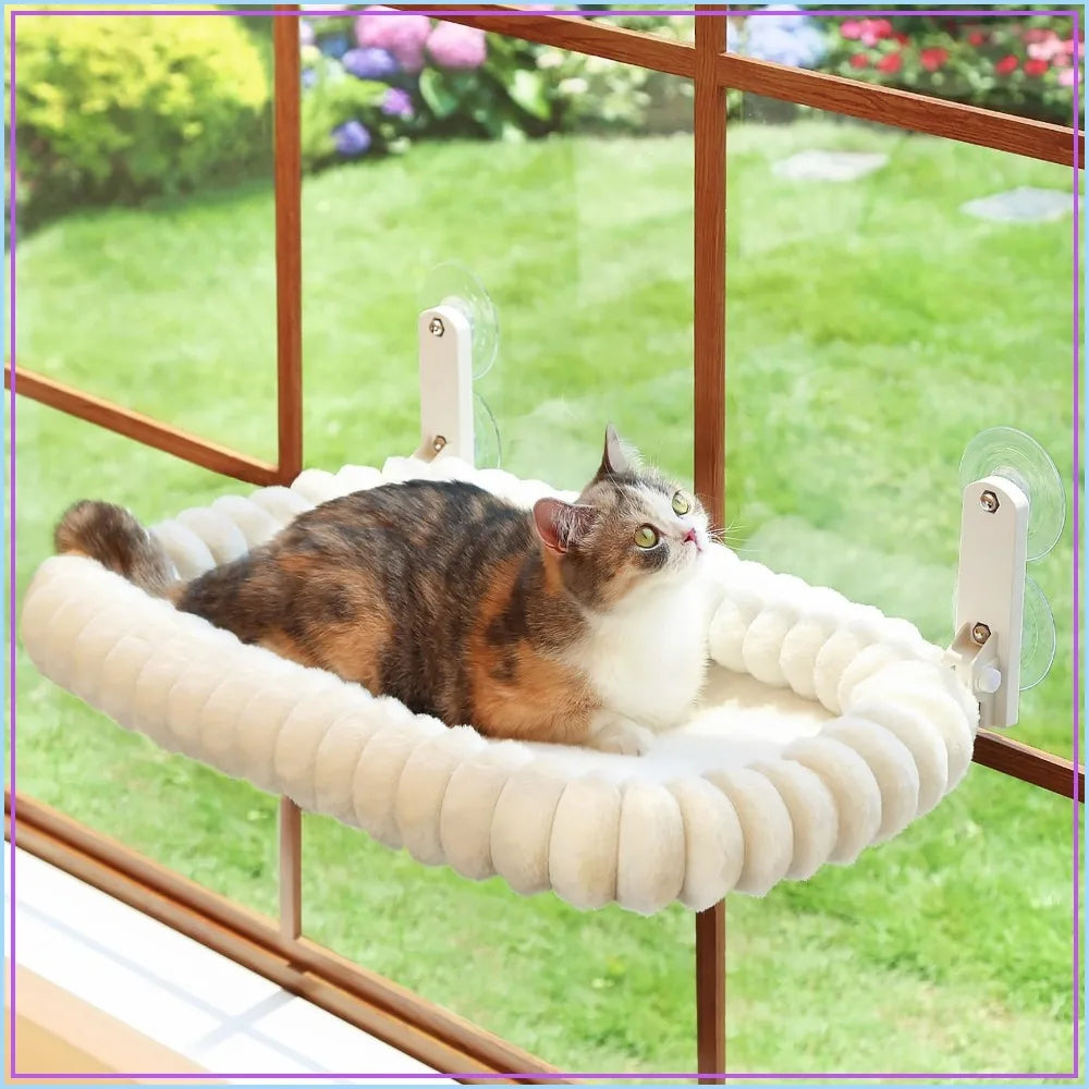 Foldable Cat Window Perch With Bolster And Metal Frame