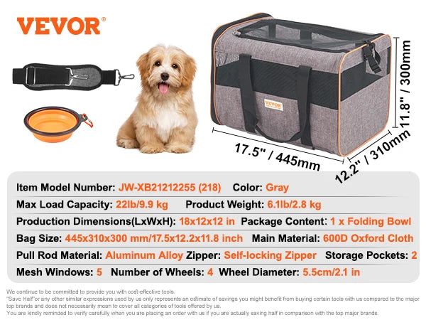 Breathable Pet Carrier Backpack With Telescopic Handle And Wheels For Travel