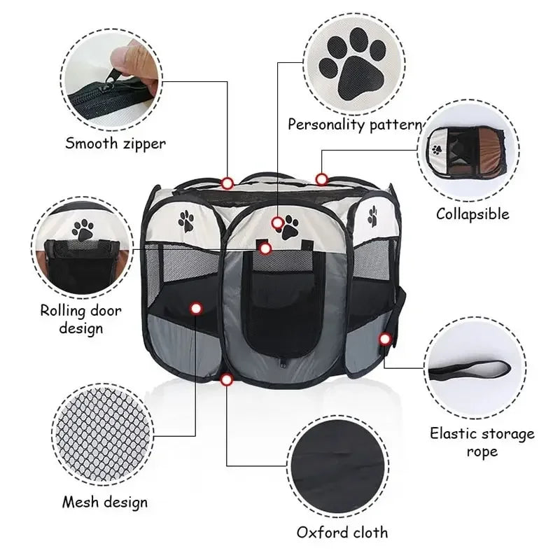 Portable Foldable Pet Tent Kennel Outdoor Octagonal Fence For Dogs And Cats