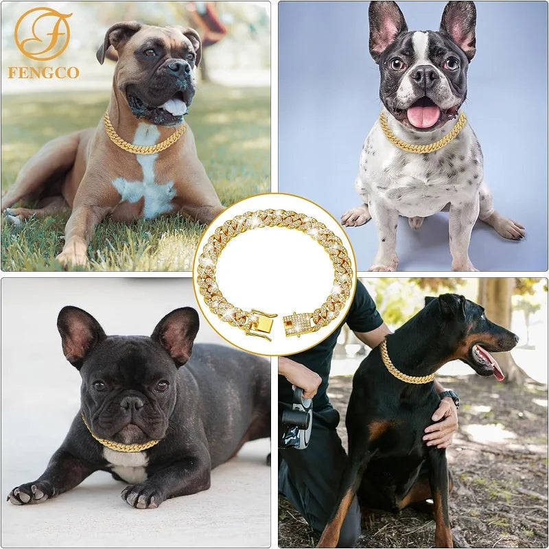 Luxury Gold Dog Chain Collar For Dogs And Cats Jewelry