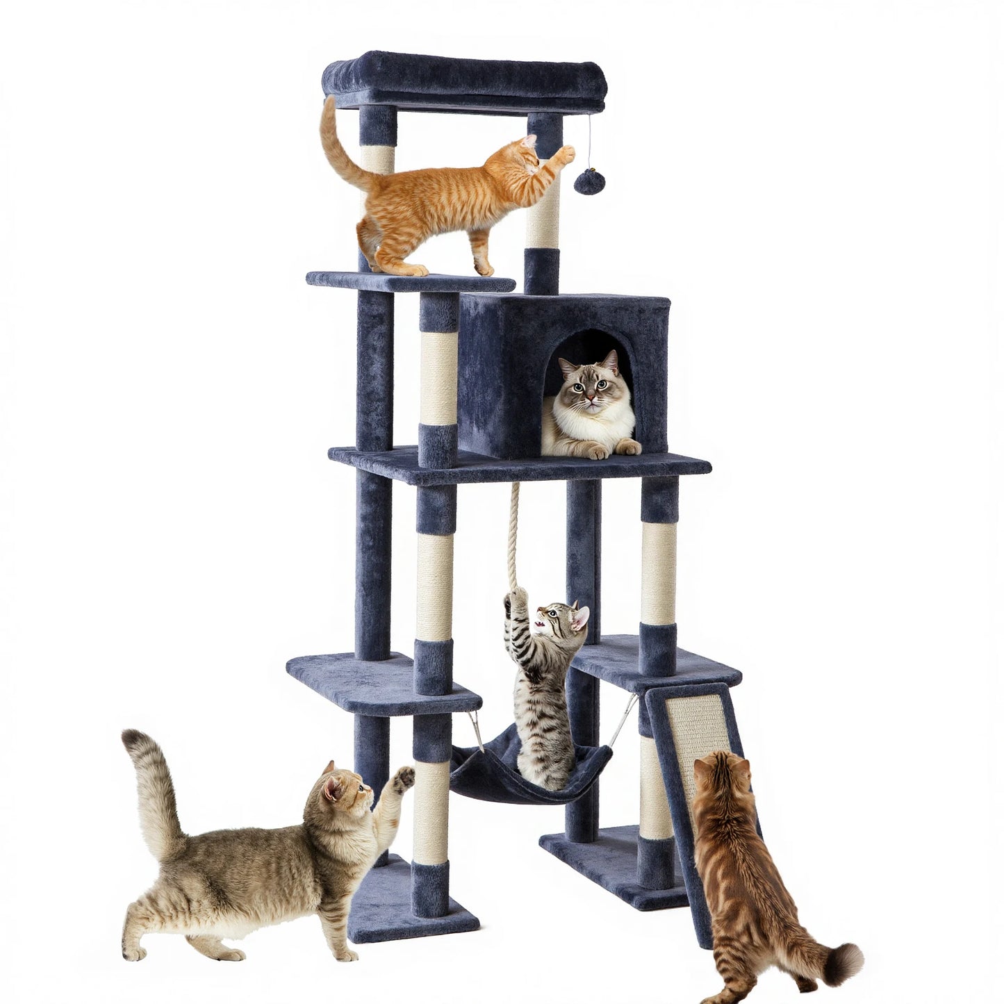 JHK Cat Tree Tall Multi-Cat Climbing Tower for Indoor Cat