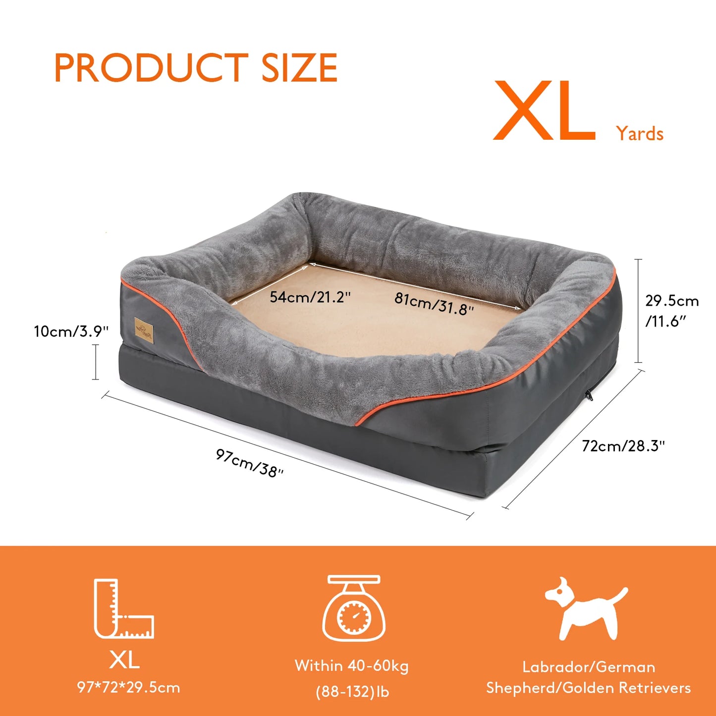 BINGOPAW Dog Bed With Anti Allergy Fleece Removable Cover Waterproof