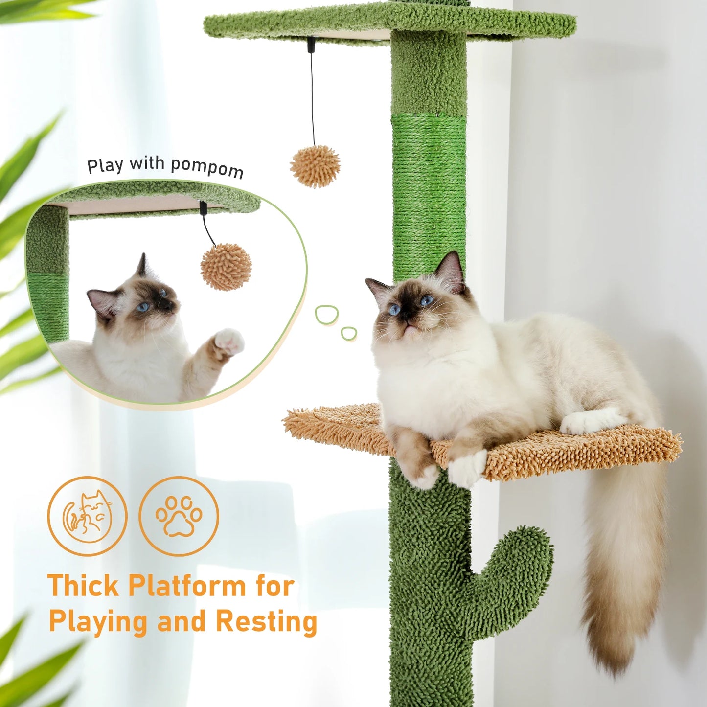 PAWZ Road Cat Tree 5Tier Floor To Ceiling Climbing Tower