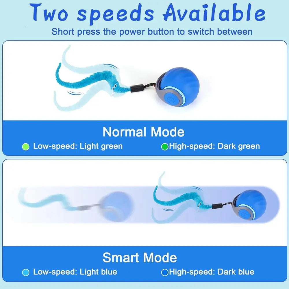 Interactive Cat Ball Toy With 3 Tails Dual Speed Rechargeable