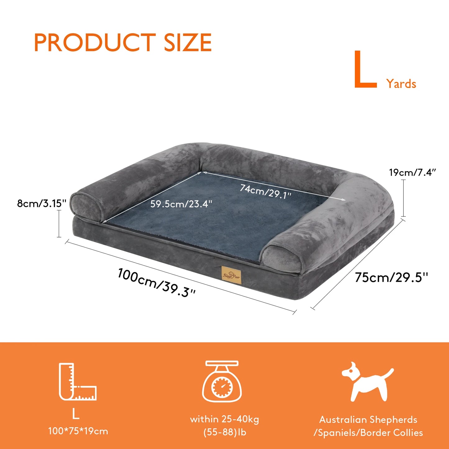 BINGOPAW Extra Large Orthopedic Dog Bed With Removable Washable Cover