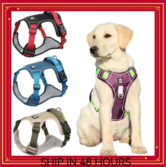 ABQP Reflective Dog Harness Adjustable Training Vest Shock Harnesses