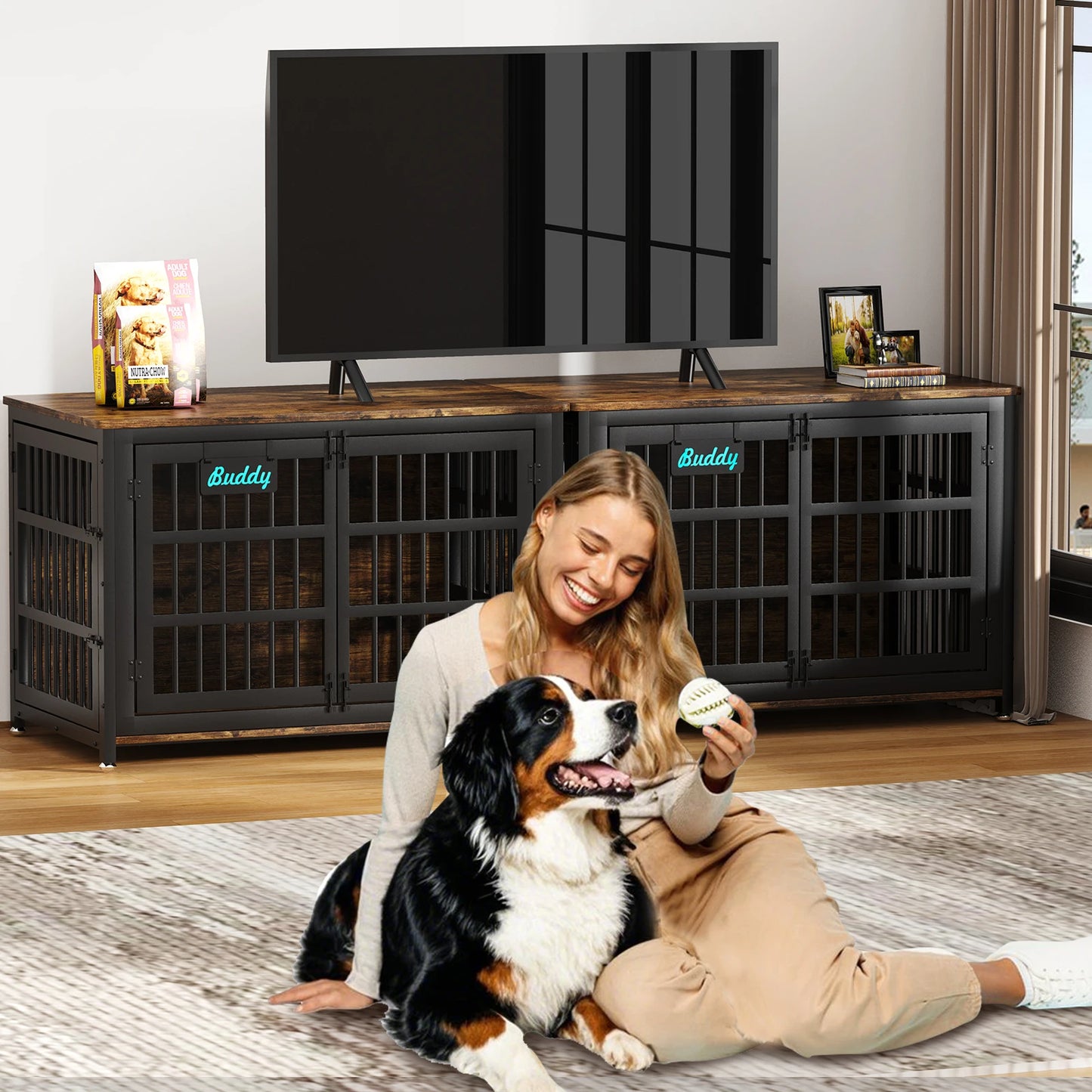 Furniture Style Heavy Duty Dog Crate With Casters Indoor Use