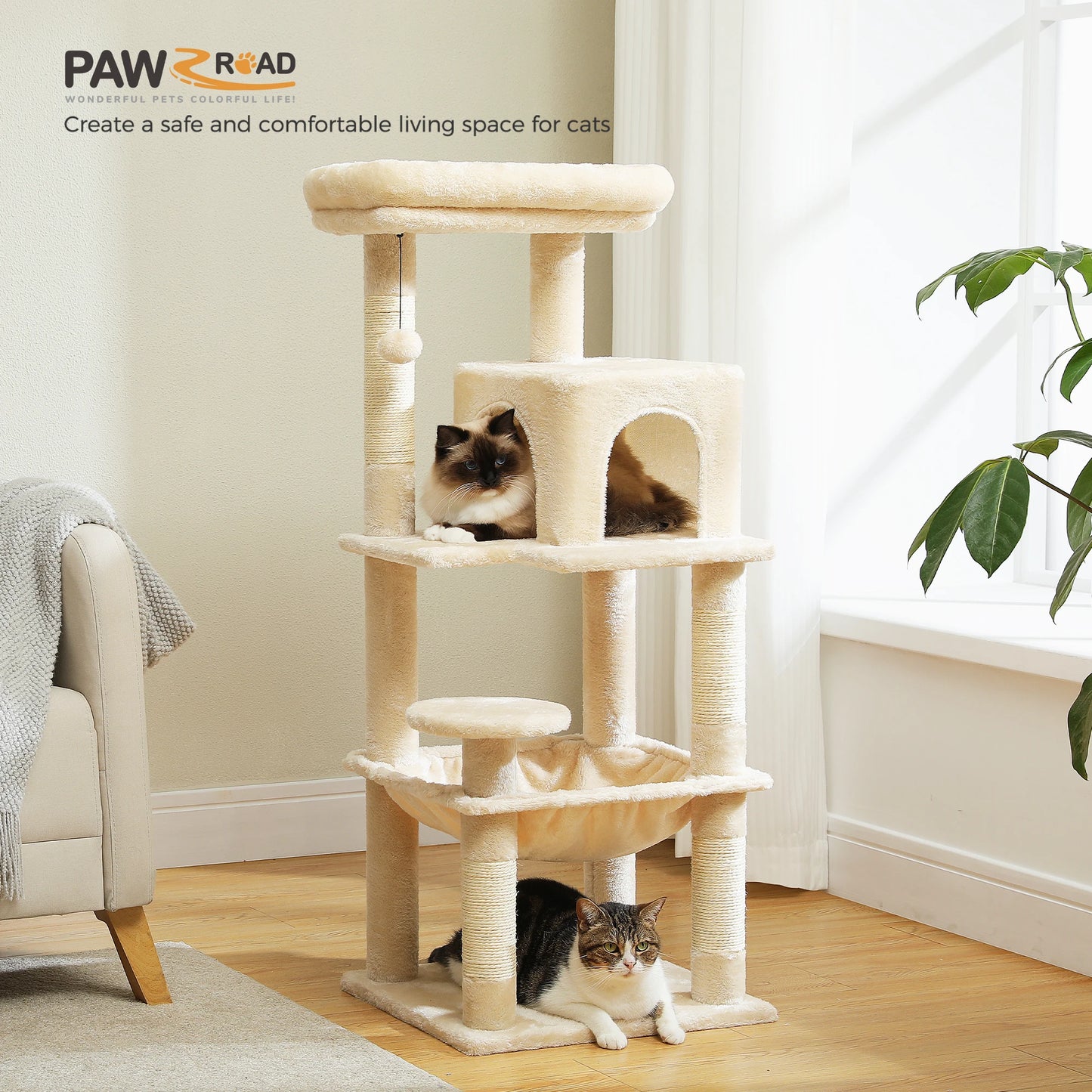 PETEPELA CN Cat Tree for Indoor Cats Five Level Tower