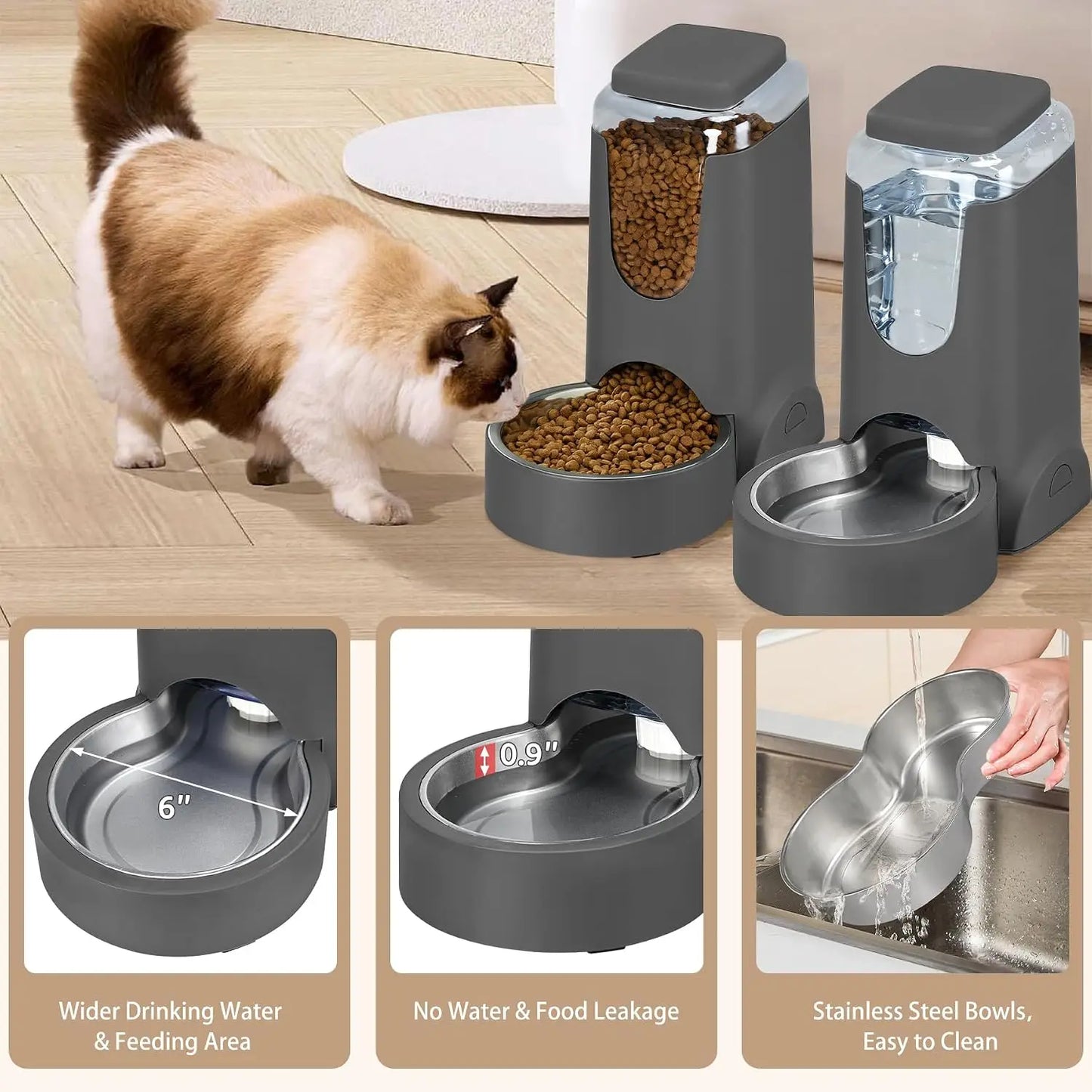 2-Pack Automatic Cat Feeder and Water Dispenser Set