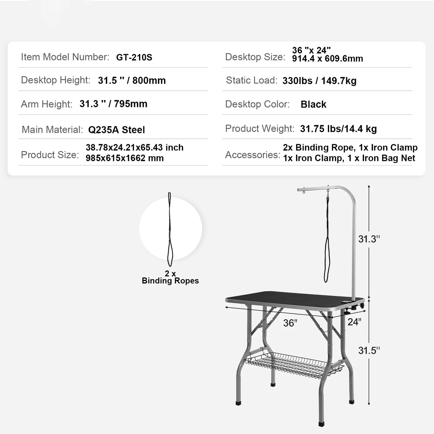 SucceBuy Pet Grooming Table Two Arms Clamp Station