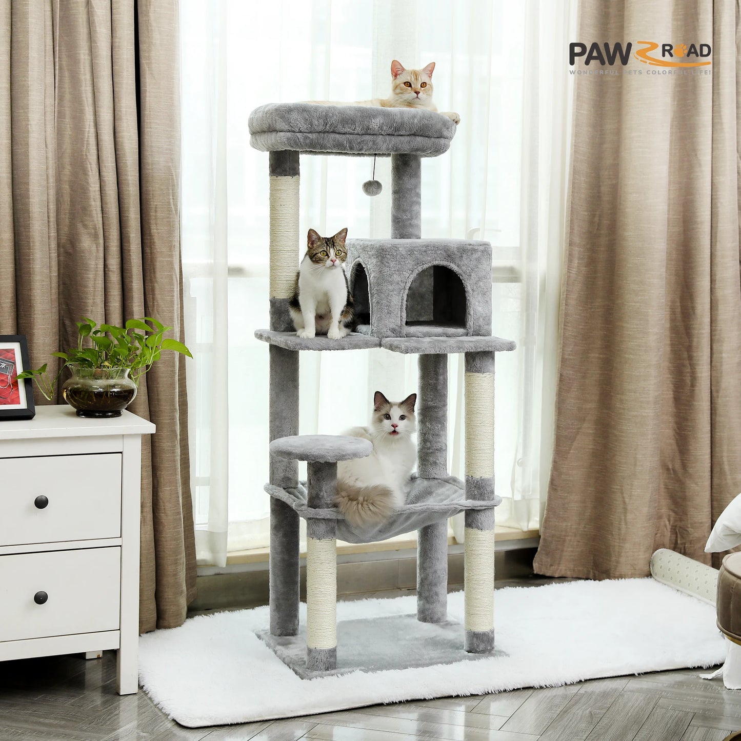 Pawz Road Cat Tree Indoor FiveLevel Tower With Scratching Posts