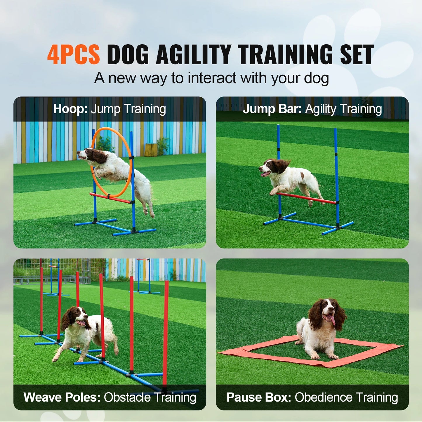 SucceBuy Dog Agility Equipment Set With Adjustable Hurdles And Weave Poles