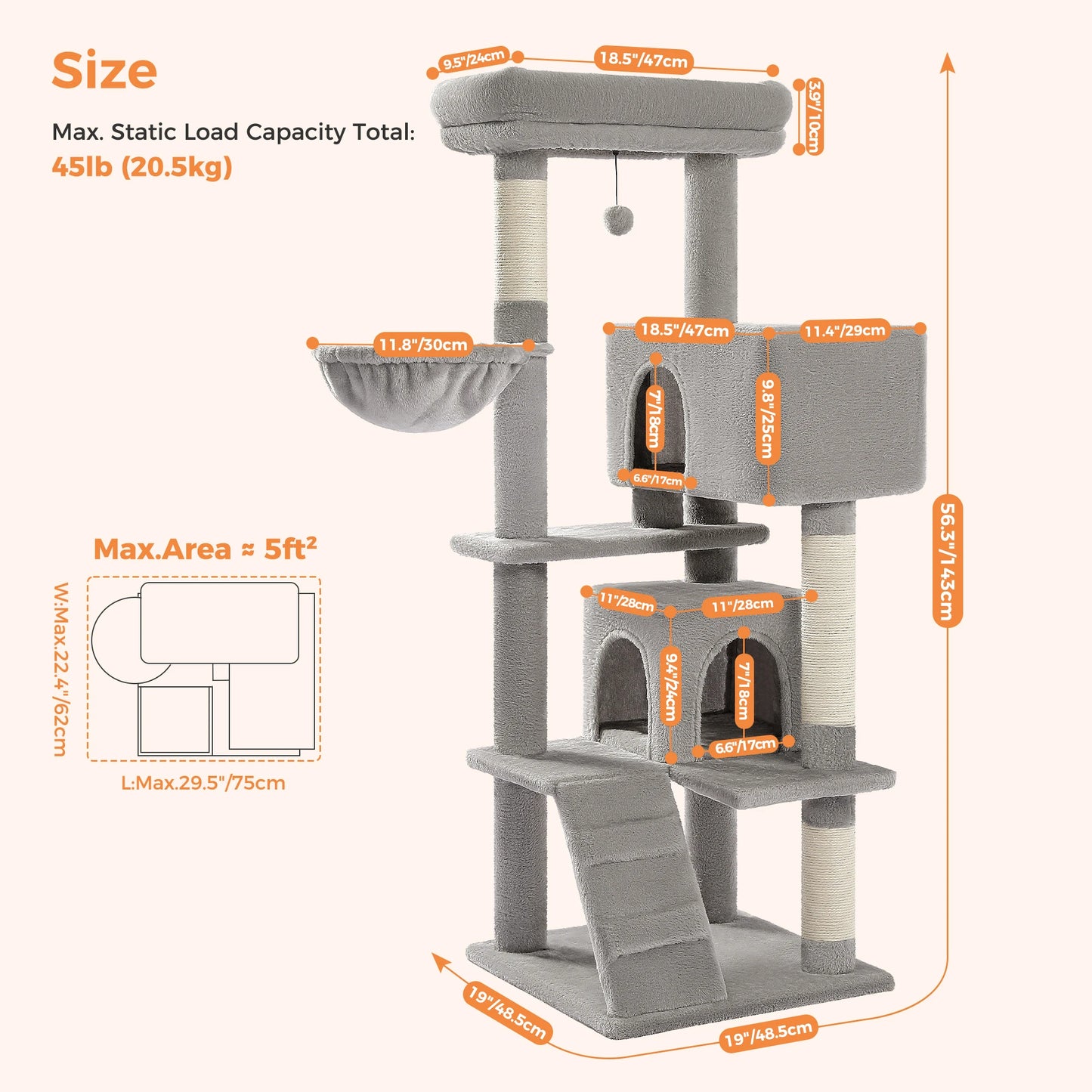 PAWZ Road Cat Tree Tower Condo With Plush Perch Posts