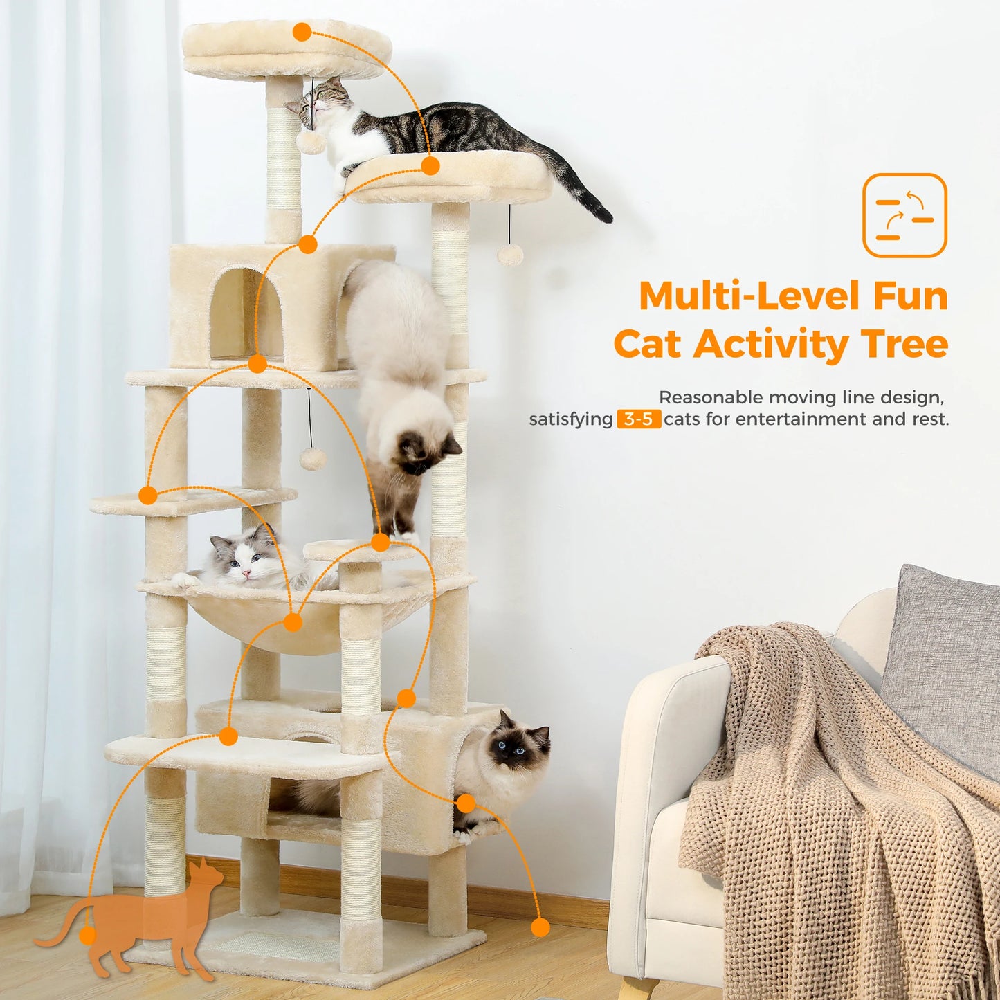 PAWZ Road Cat Tree Tower With Scratching Posts Condos