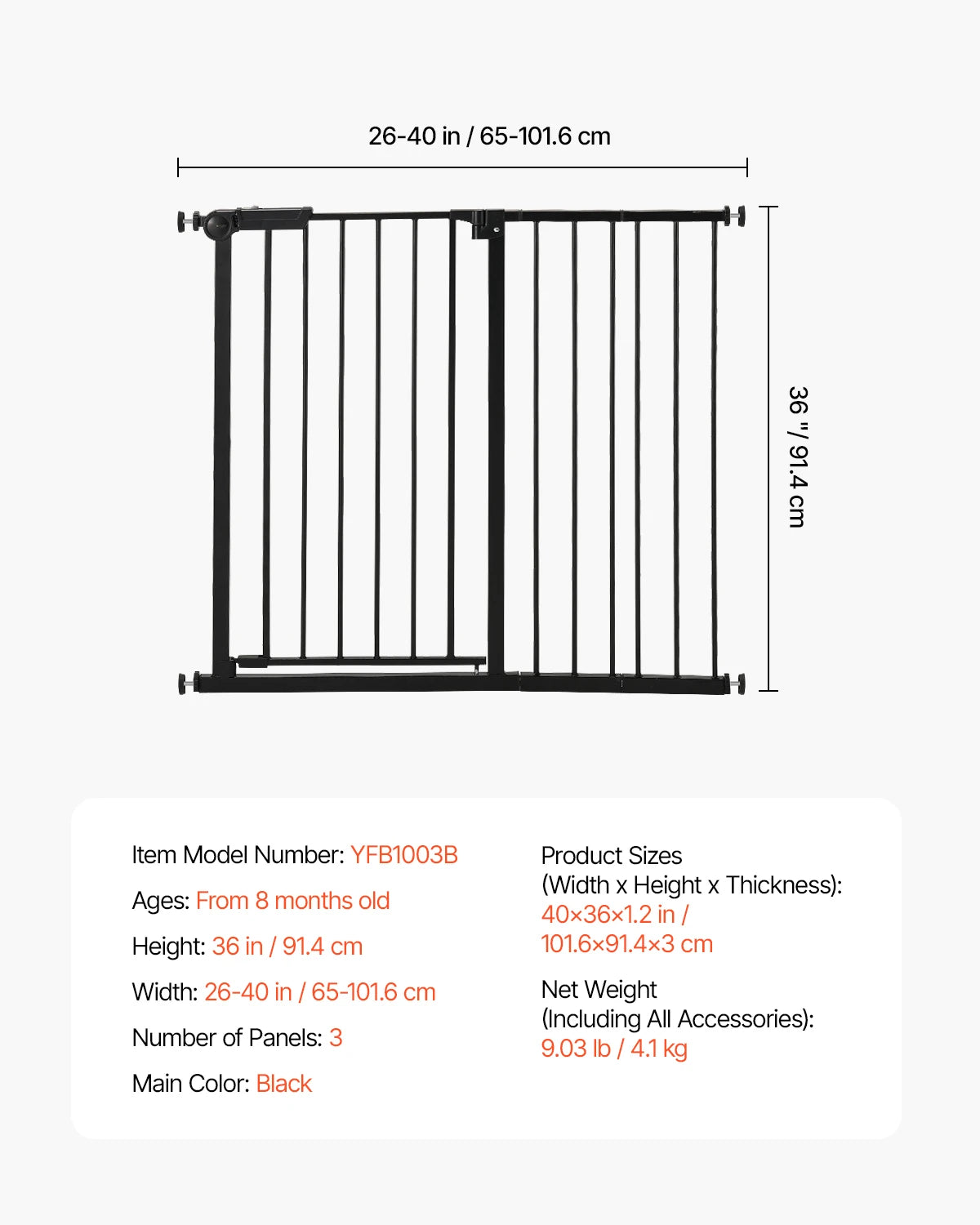SucceBuy Baby Gate Doorways Walk Through Pressure Mount Security Gate