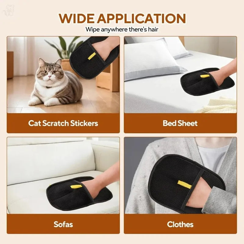 Pet Hair Removal Mitts Gloves Reusable Static Grooming for Pets