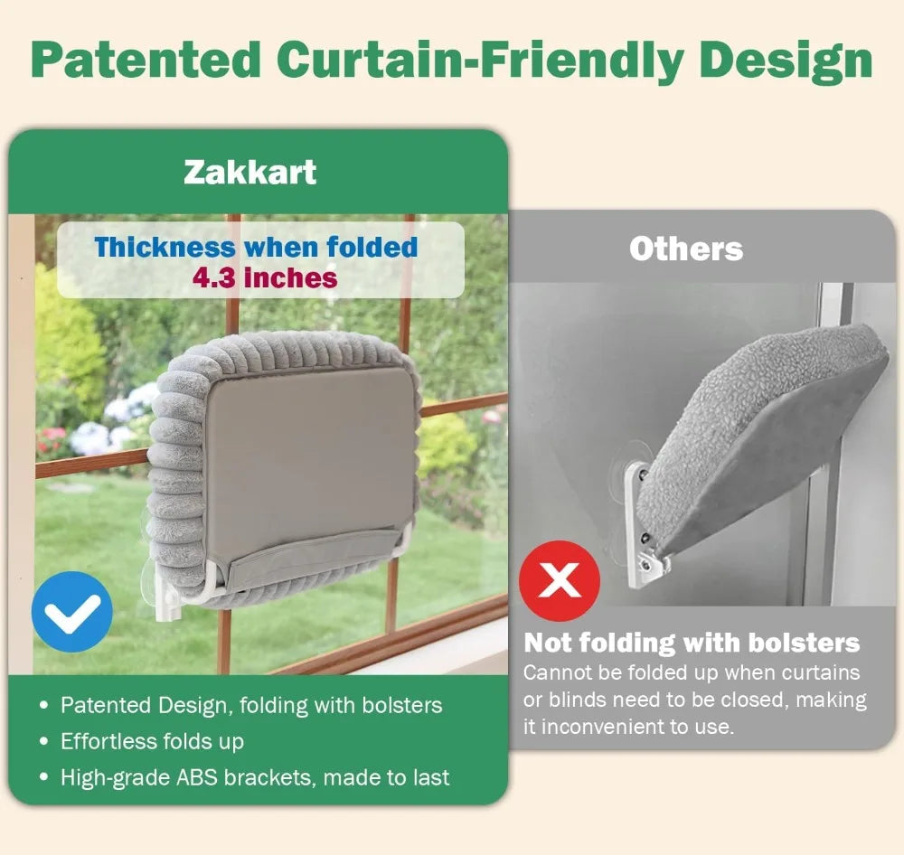Foldable Cat Window Perch With Bolster And Metal Frame