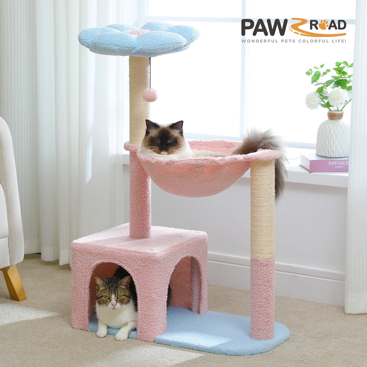 PETEPELA Cat Tree With Metal Frame Hammock Sisal Scratching Posts