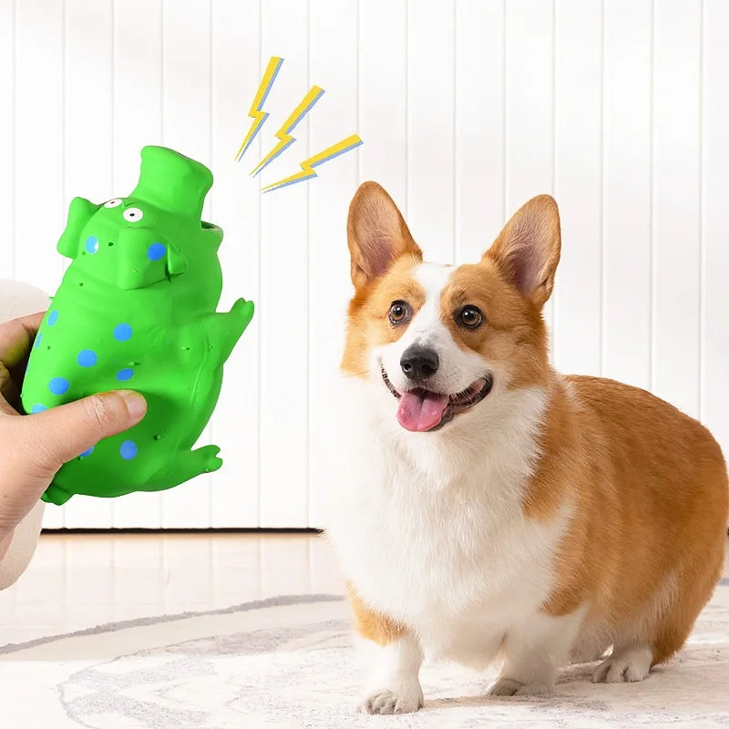 Squeaky Latex Pig Dog Toy Chew Toy For Teeth Cleaning