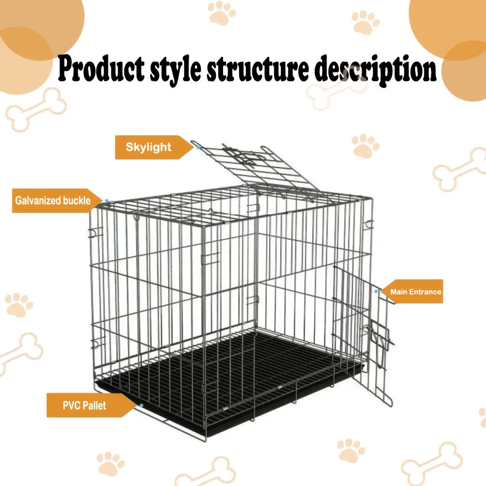 Durable Foldable Metal Pet Cage With Leakproof Tray For Travel