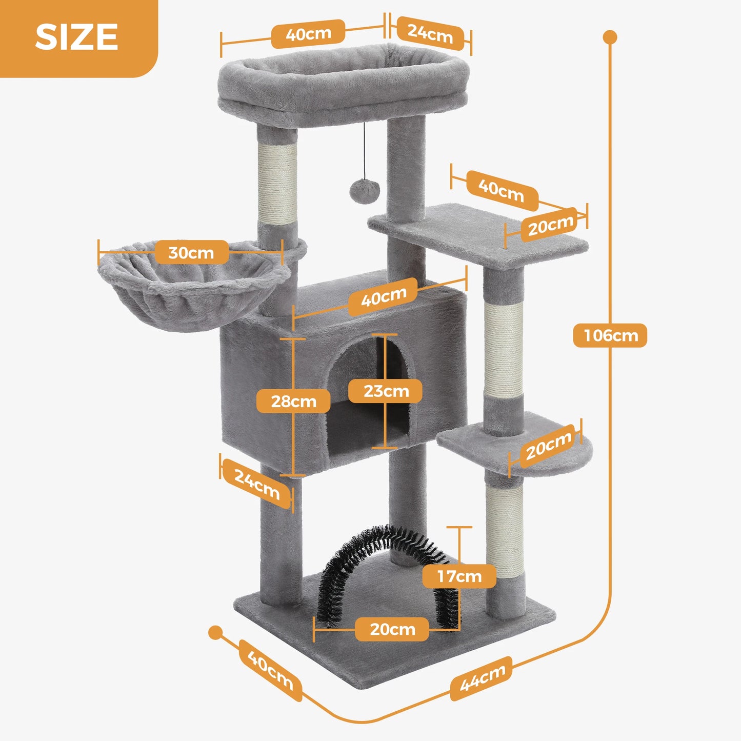 PAWZ Road Cat Tree With Toy Tower And Plushy Perch