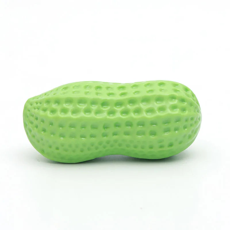 Peanut Shaped Squeaking Dog Chew Toy Interactive Rubber