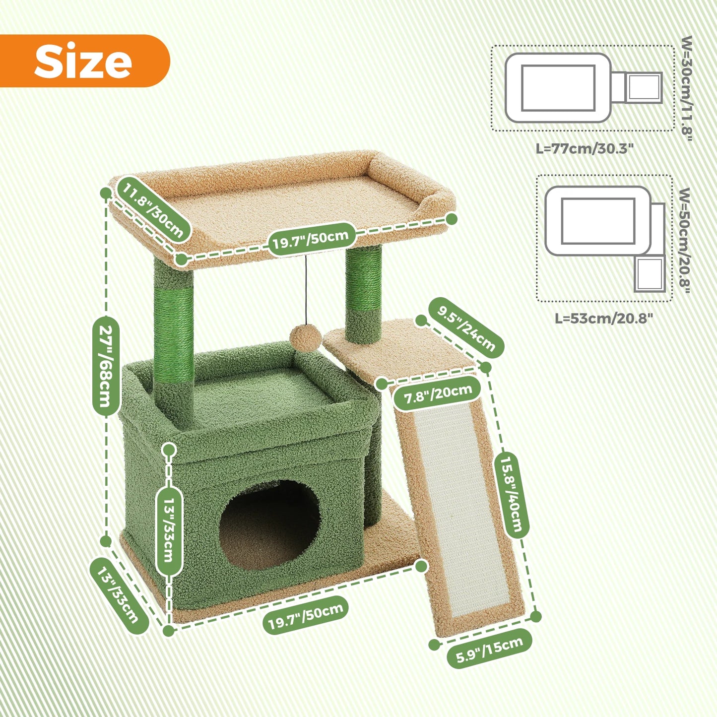 PAWZ Road Three-Tier Cat Tree With Sisal Scratching Post