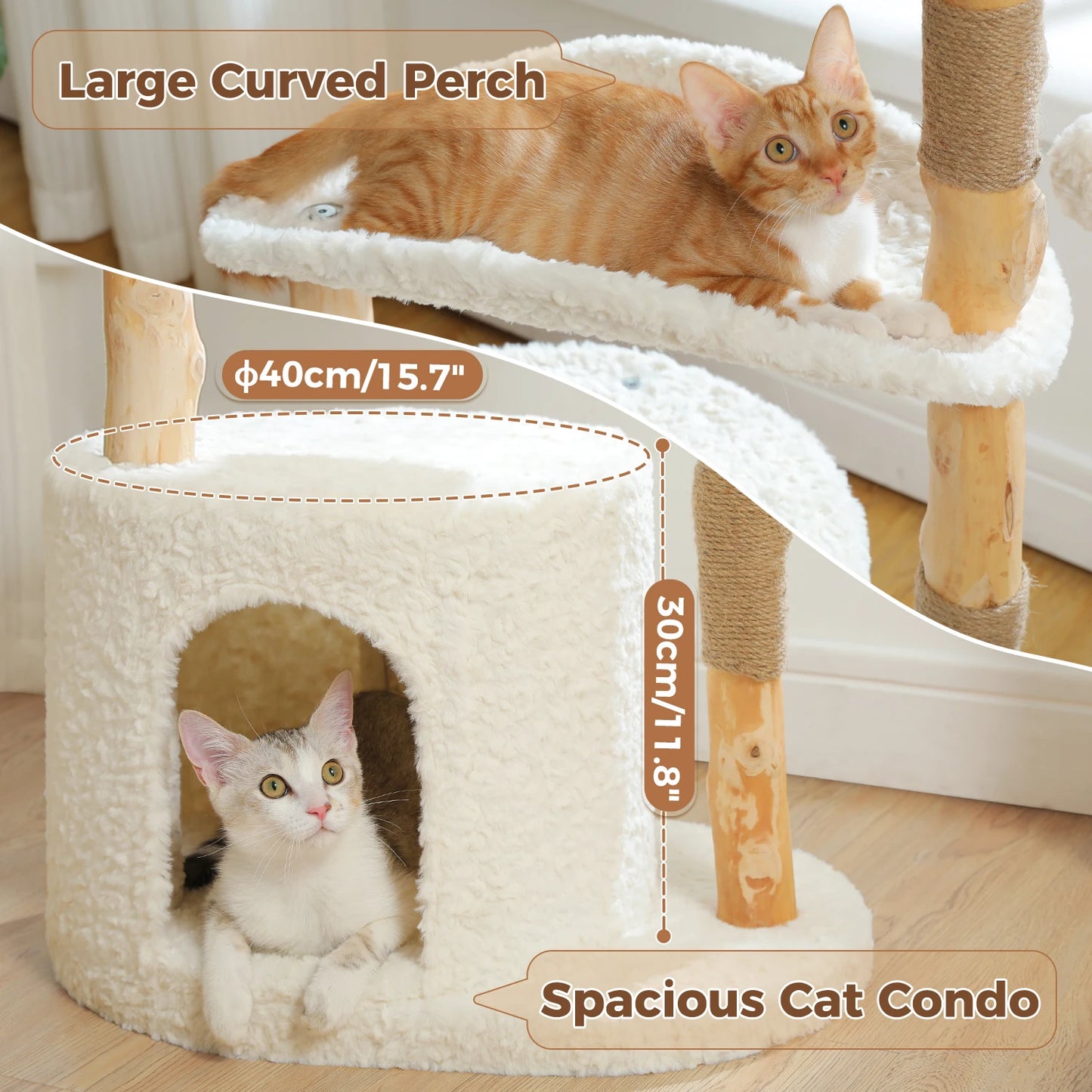PAWZ Road Cat Tree Tower With Solid Wood Scratching Posts