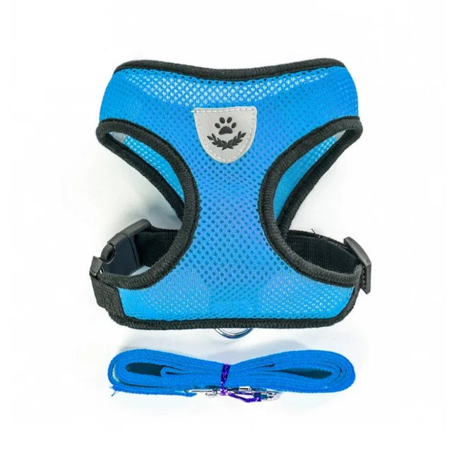 Adjustable Mesh Cat And Dog Harness With Leash Reflective