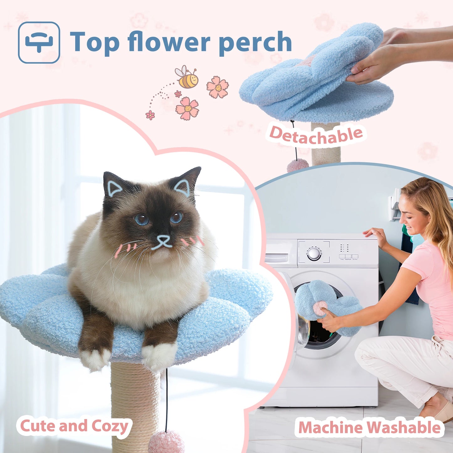 PETEPELA Cat Tree With Metal Frame Hammock Sisal Scratching Posts