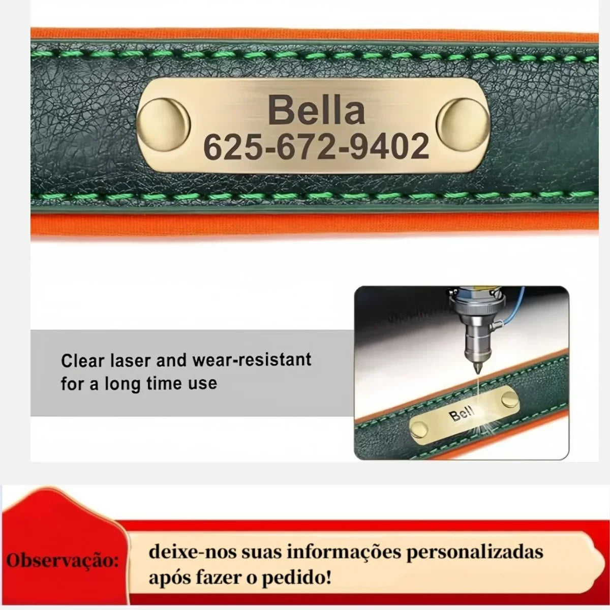 COOYOMOO Personalized Leather Dog Collar With Engraving And Padded Nameplate