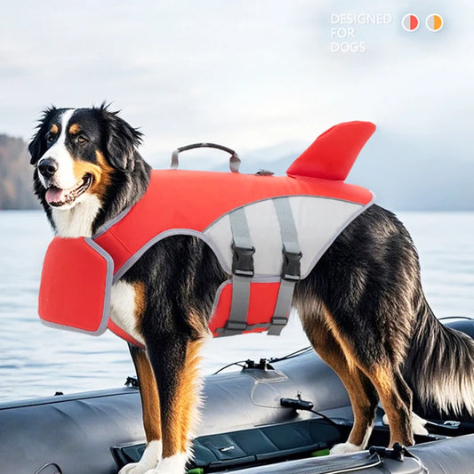 Adjustable Dog Life Vest Shark Fin Swimming Jacket For Pets
