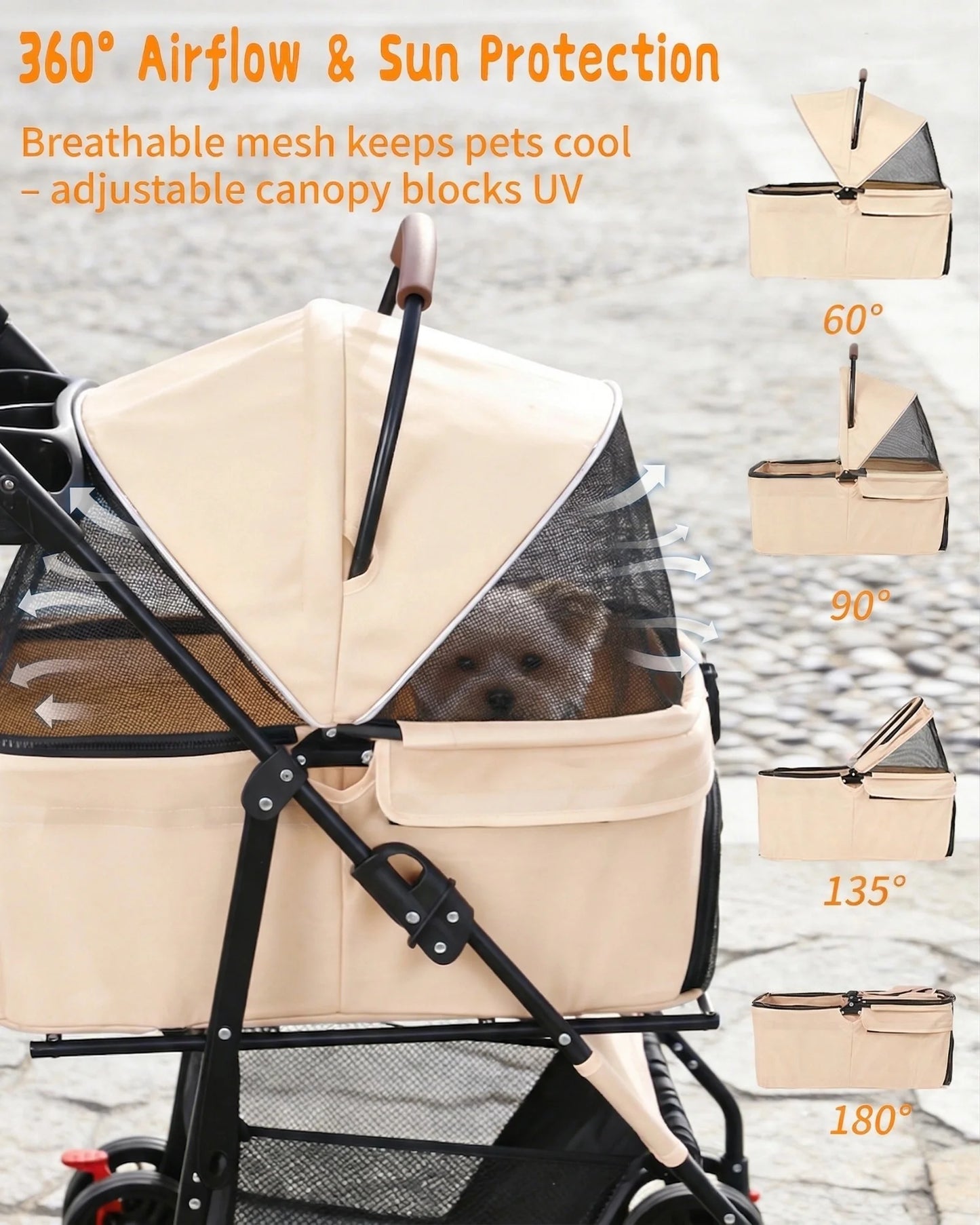 Cabusatly 2-In-1 Pet Stroller For Dogs And Cats Removable Carrier