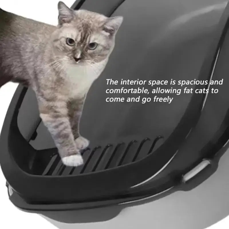 Semi-Enclosed Cat Litter Box Splashproof Kitten Tray Indoor Use