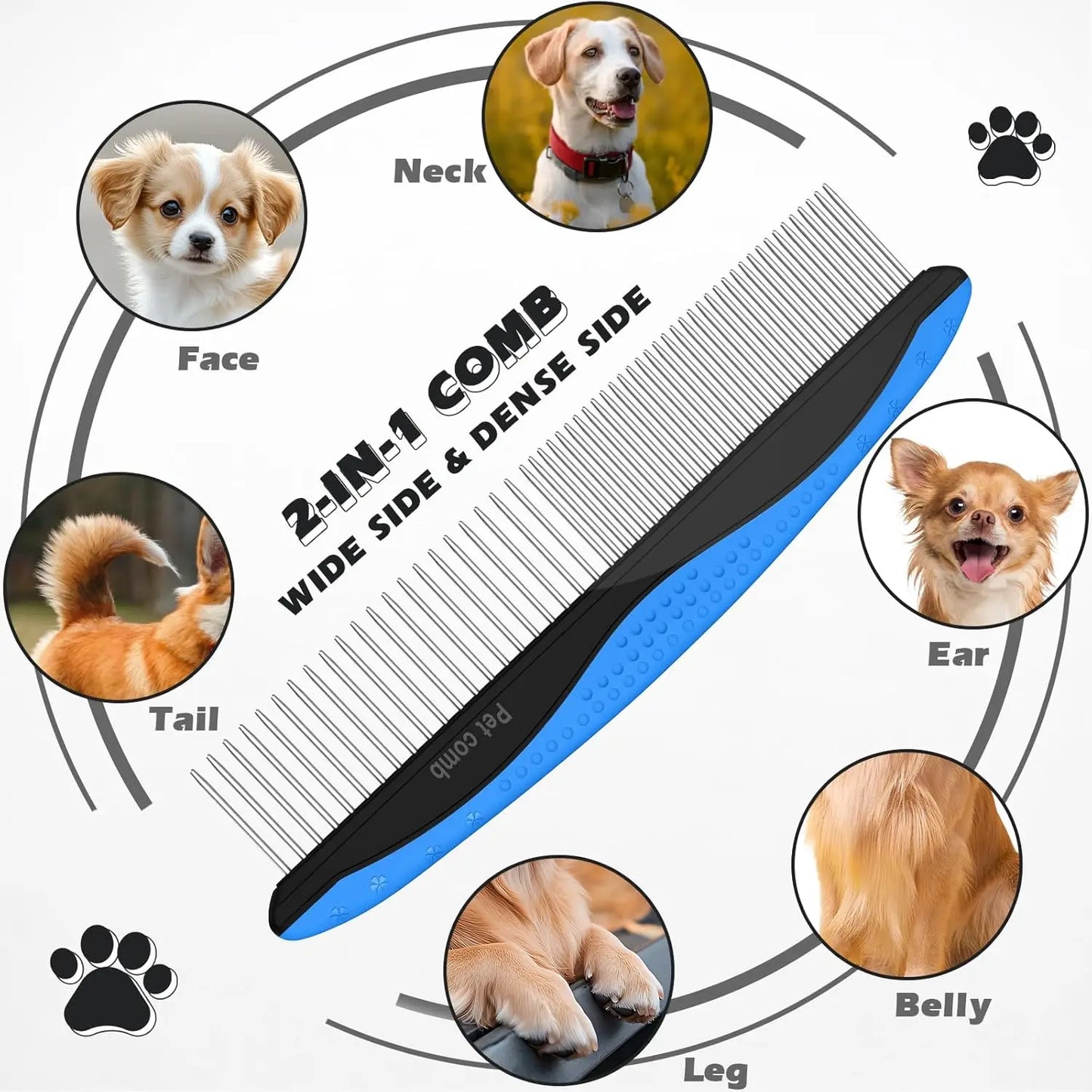 Pet Grooming Kit Rake Comb And Flea Comb Dogs Cats