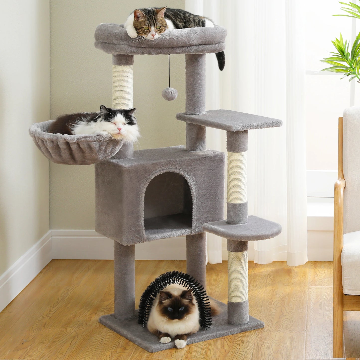 PAWZ Road Cat Tree With Toy Tower And Plushy Perch