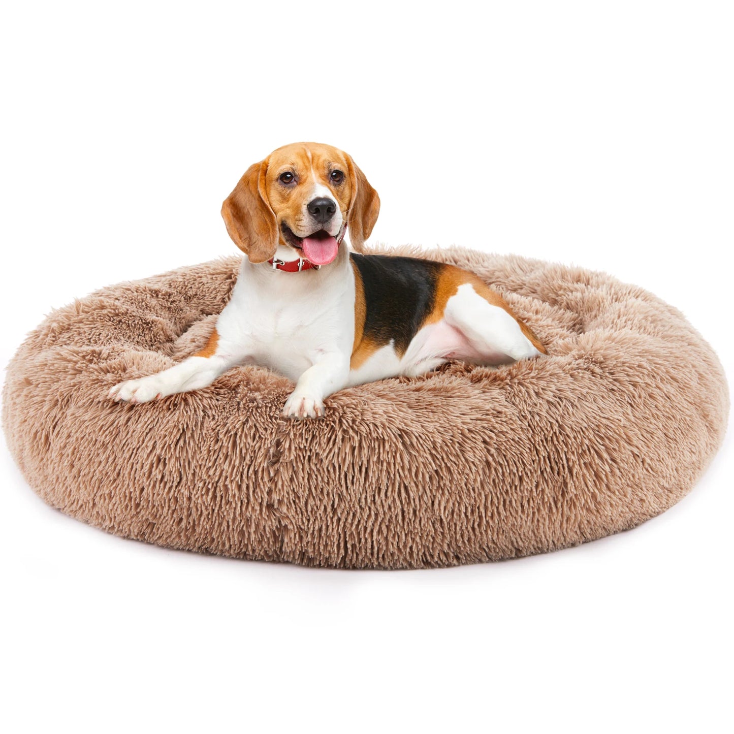 JHK Calming Round Dog Bed With Anti-Slip Plush Faux Fur