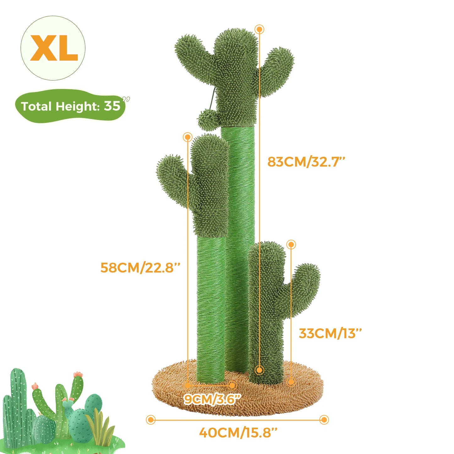 PEQULTI Cactus Cat Tree With Cozy Condo And Hammock