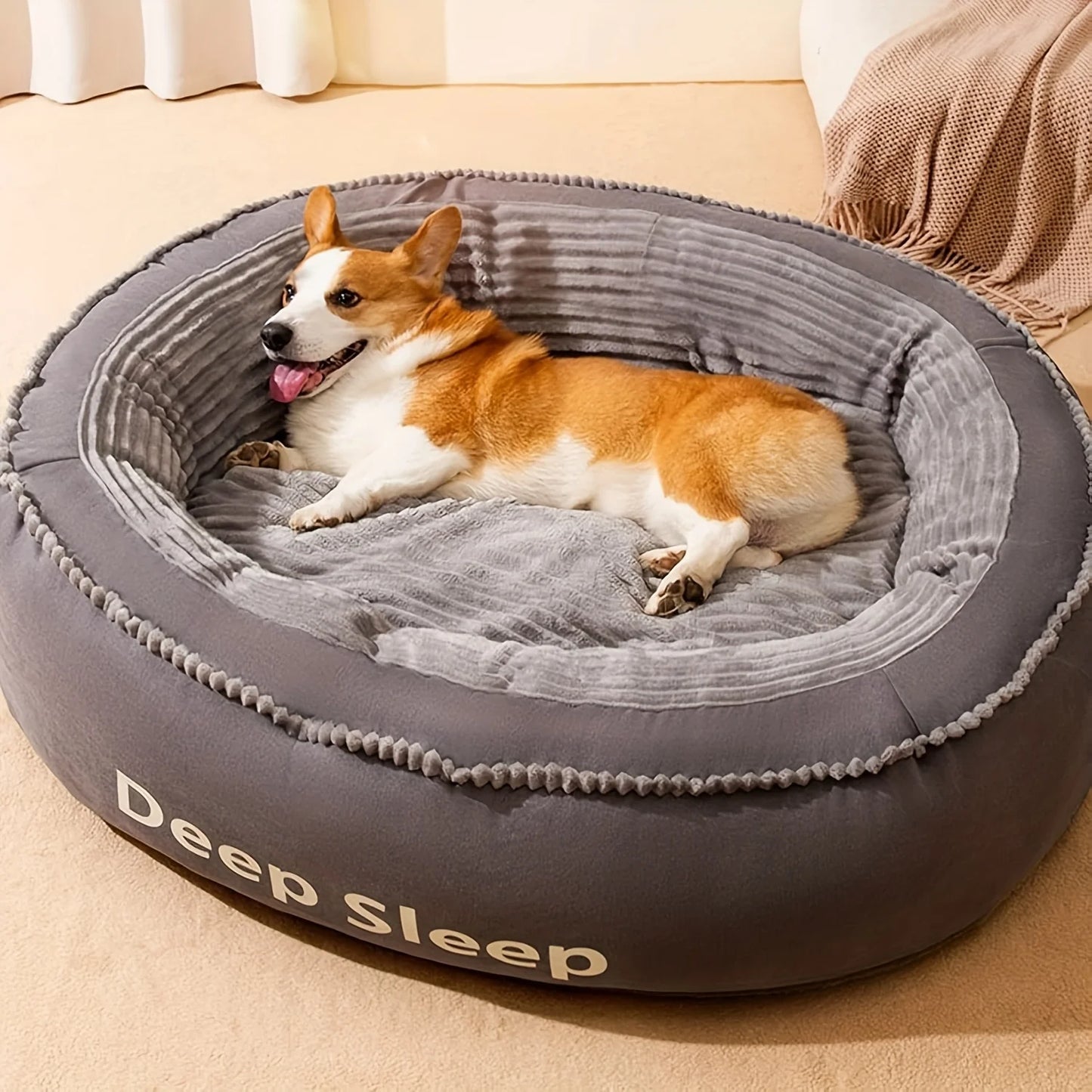 Donut Shaped Pet Bed For Dogs And Cats, Soft Washable
