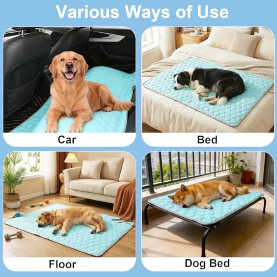 Dog Cooling Mat Waterproof Reversible Ice Silk Velvet Pad