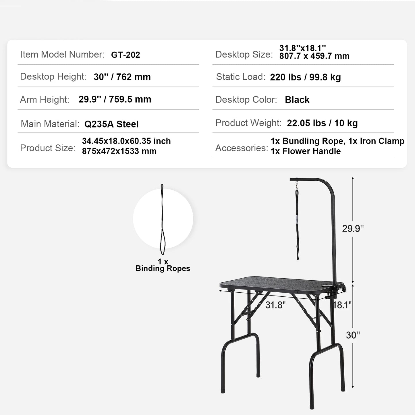 SucceBuy Pet Grooming Table With Two Arms Clamp Folding Stand Grooming Loop