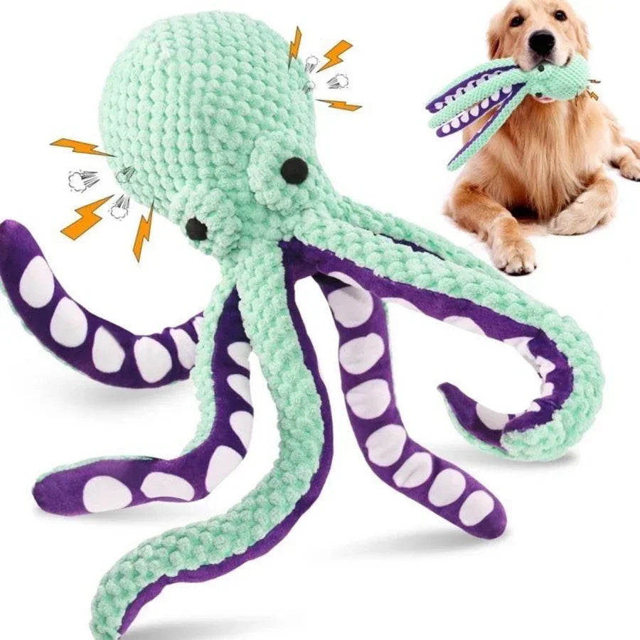 Pet Plush Octopus Dog Toy With Interactive Sound For Boredom