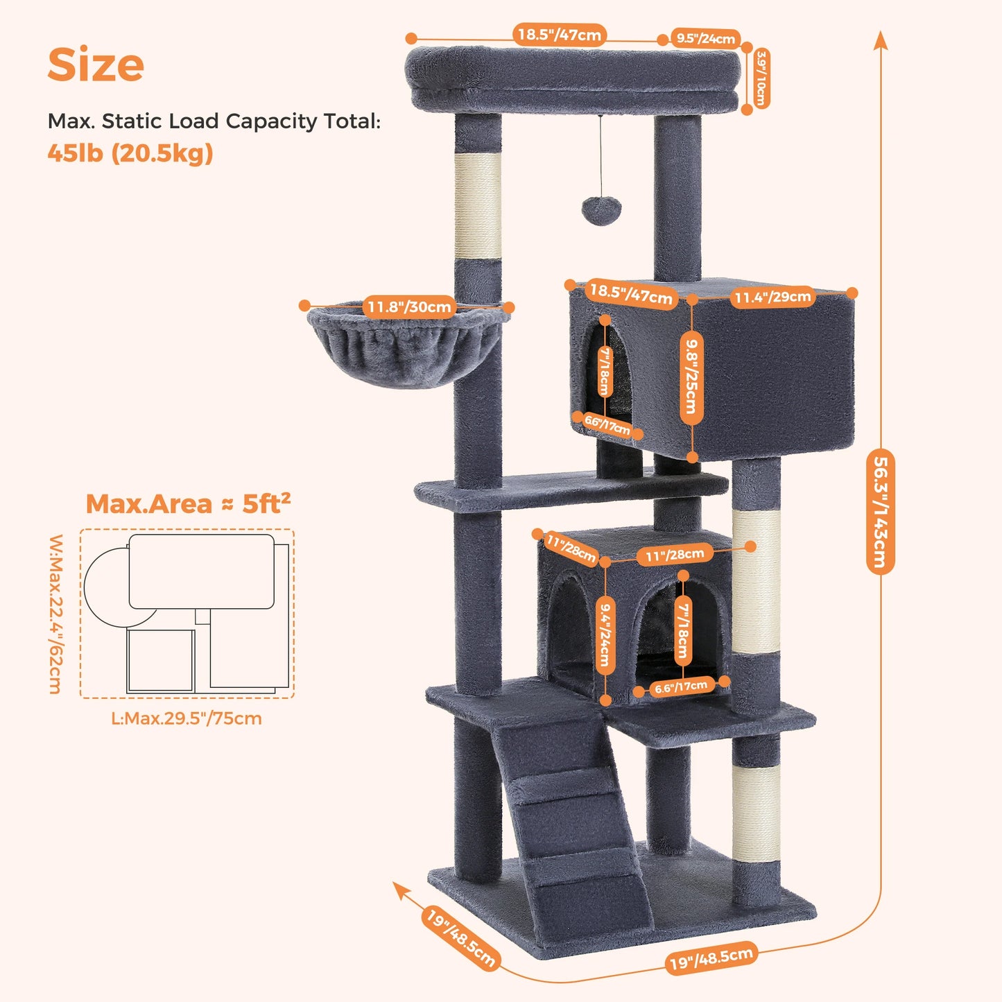 PAWZ Road Cat Tree With Toy Tower And Plushy Perch