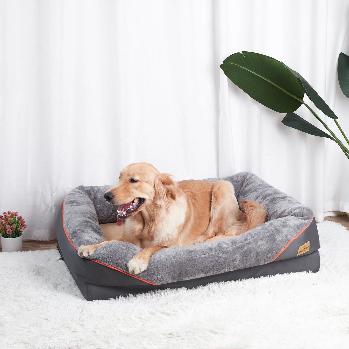 BINGOPAW Dog Bed With Anti Allergy Fleece Removable Cover Waterproof