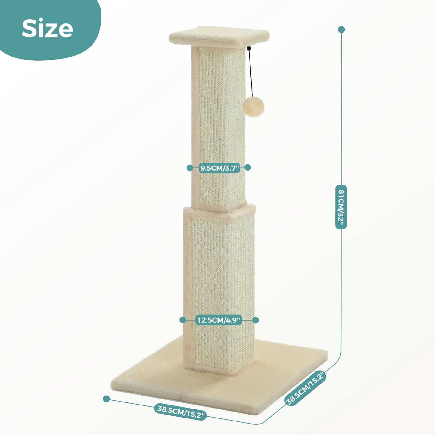 PAWZ Road Cat Scratching Post With Woven Sisal Ball Toy