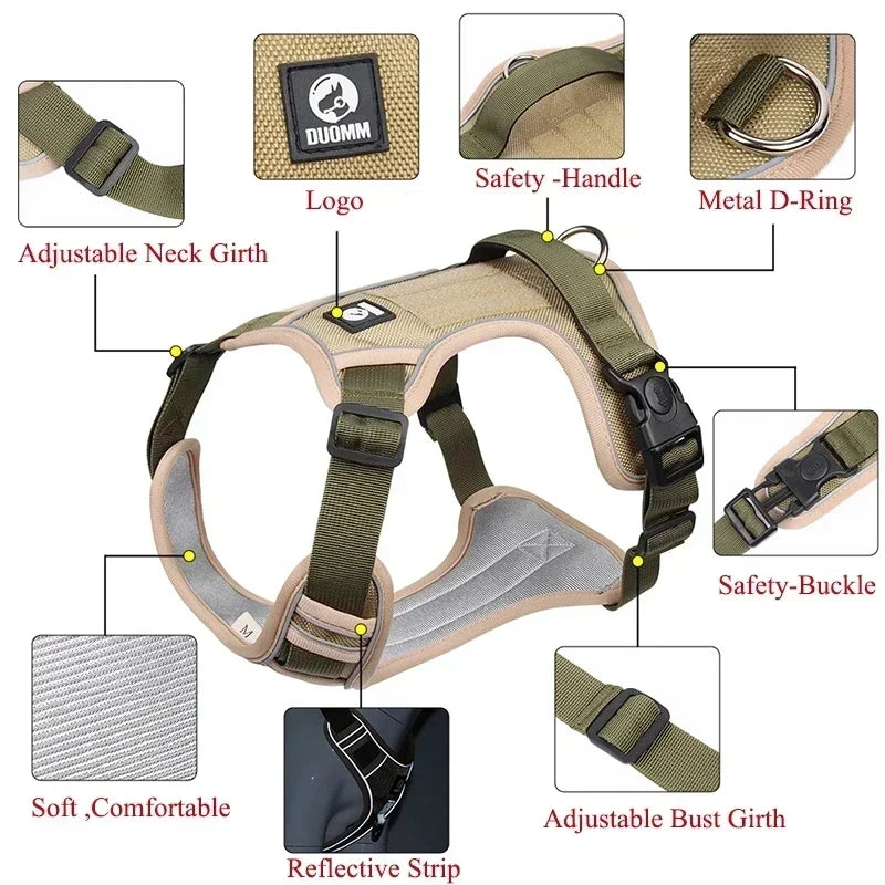 ABQP Reflective Dog Harness Adjustable Training Vest Shock Harnesses