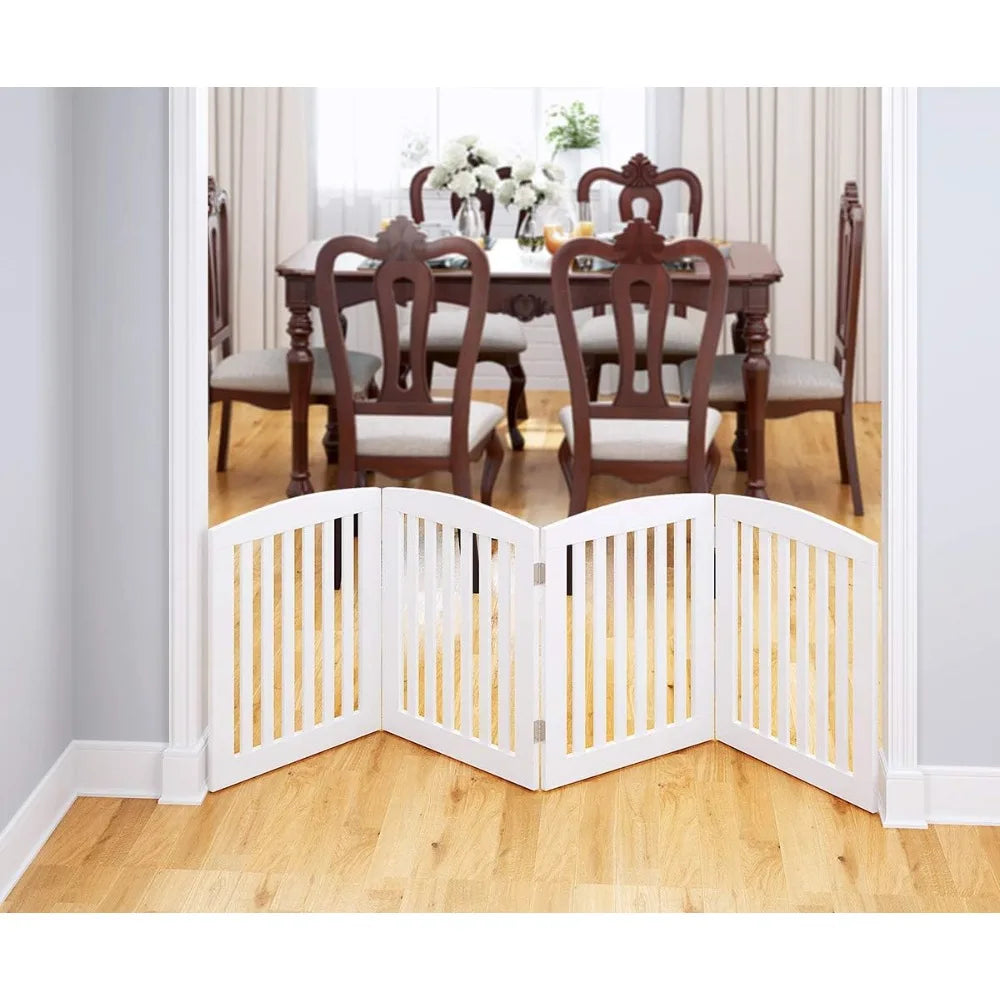 Freestanding Foldable Wooden Pet Gate For Dogs Indoor Use