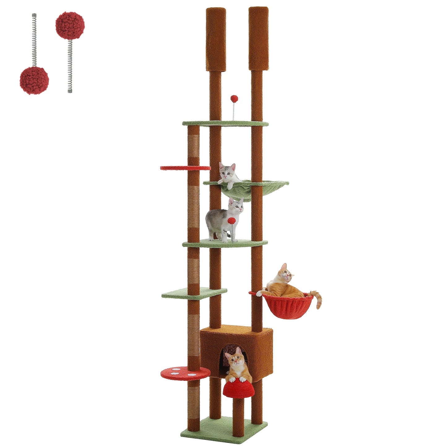 PETEPELA Floor To Ceiling Cat Tree Tower With Condo Cozy Hammock Scratching Post