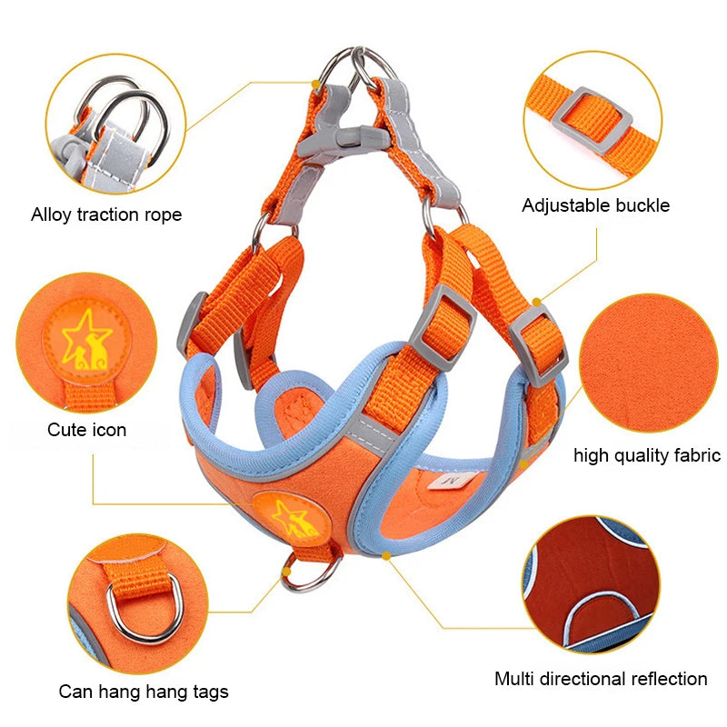 Reflective Mesh Dog Harness Vest For Small And Medium Breeds