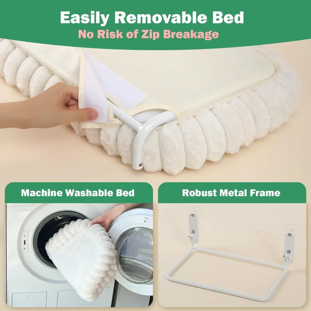 Foldable Cat Window Perch With Bolster And Metal Frame